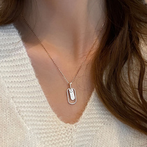 Pure silver zircon letter goodluck necklace 2021 new female light lavish small crowdsourced refined collarbone chain lukewarm