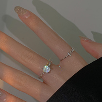 Xiaobao 925 sterling silver zircon open ring female niche design ins tide cold wind high-end light luxury niche exquisite