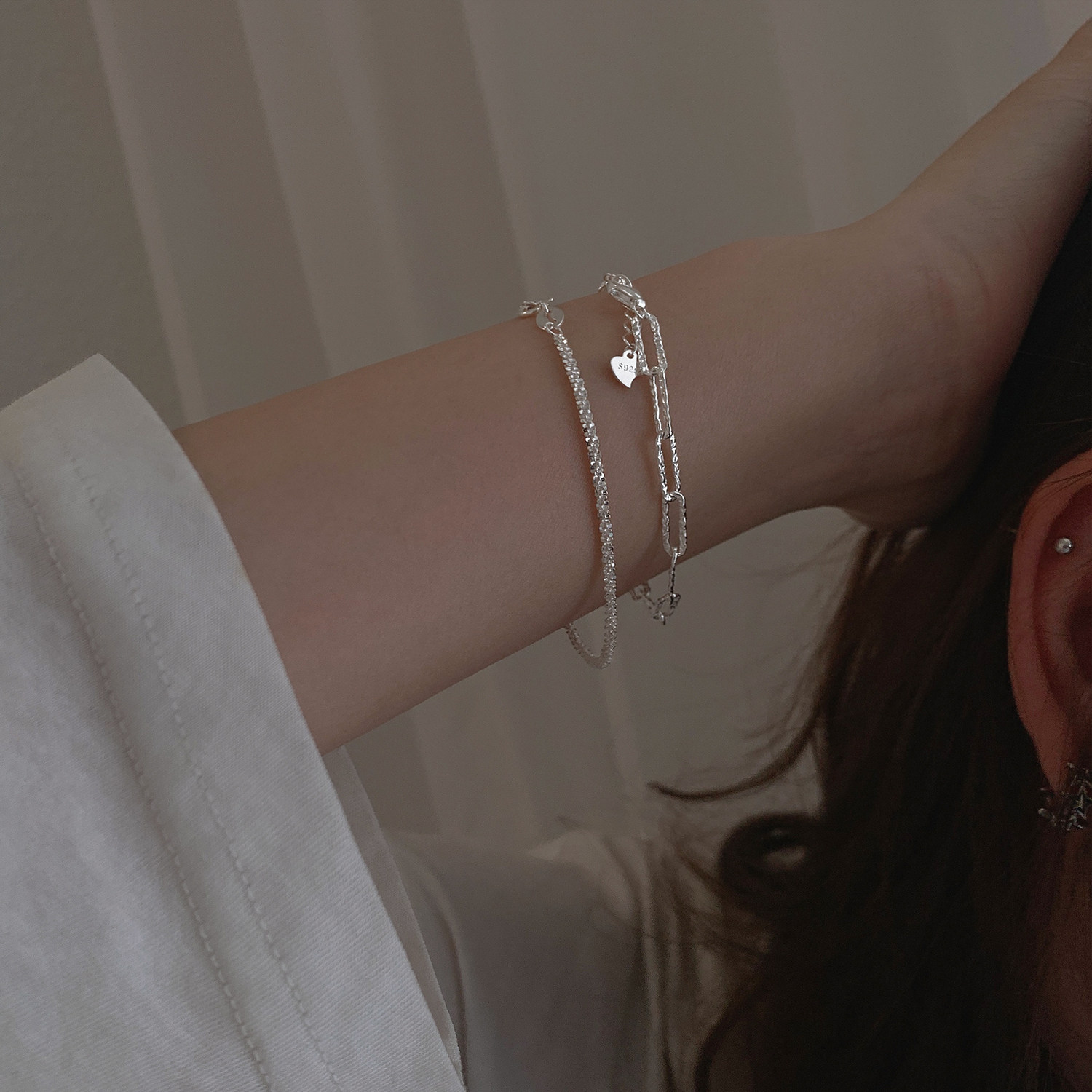 925 Silver shimmering female in small design light luxury high - sense refined and cool air temperament