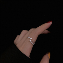 925 sterling silver opening index finger ring female ins tide fashion cold style personality Net Red simple students fresh Cross