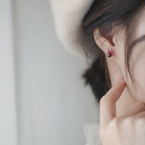 s925 Pure Silver Red Pomegranate Stone Antlers 2022 The new female earrings minimalist students are small design senses
