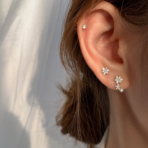 s925 pure silver asymmetrical flower ear nail 2021 The new wave femininity is small and delicate and minimalist earrings