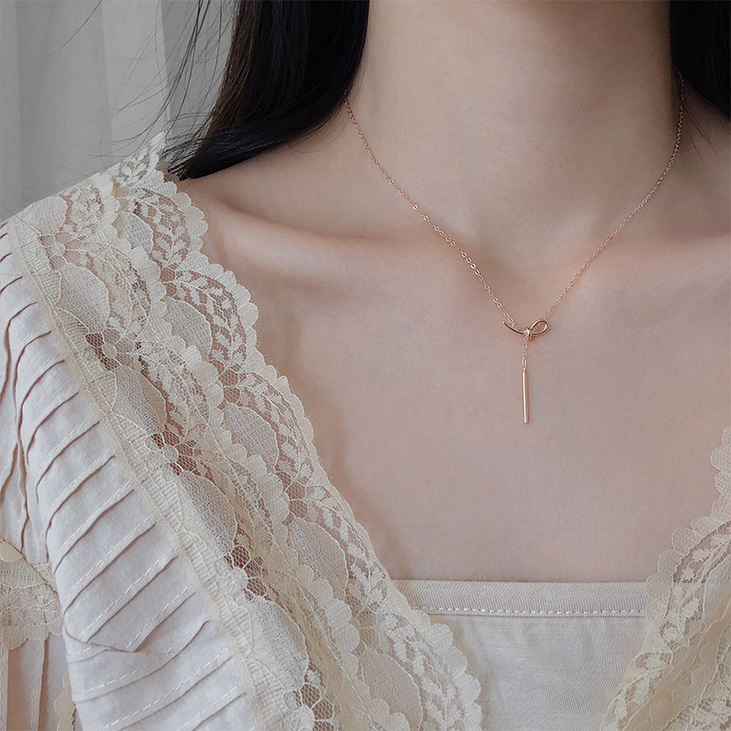925 pure silver in necklace female cold wind Korean edition of the kock chain simple generous student temperament of rose gold