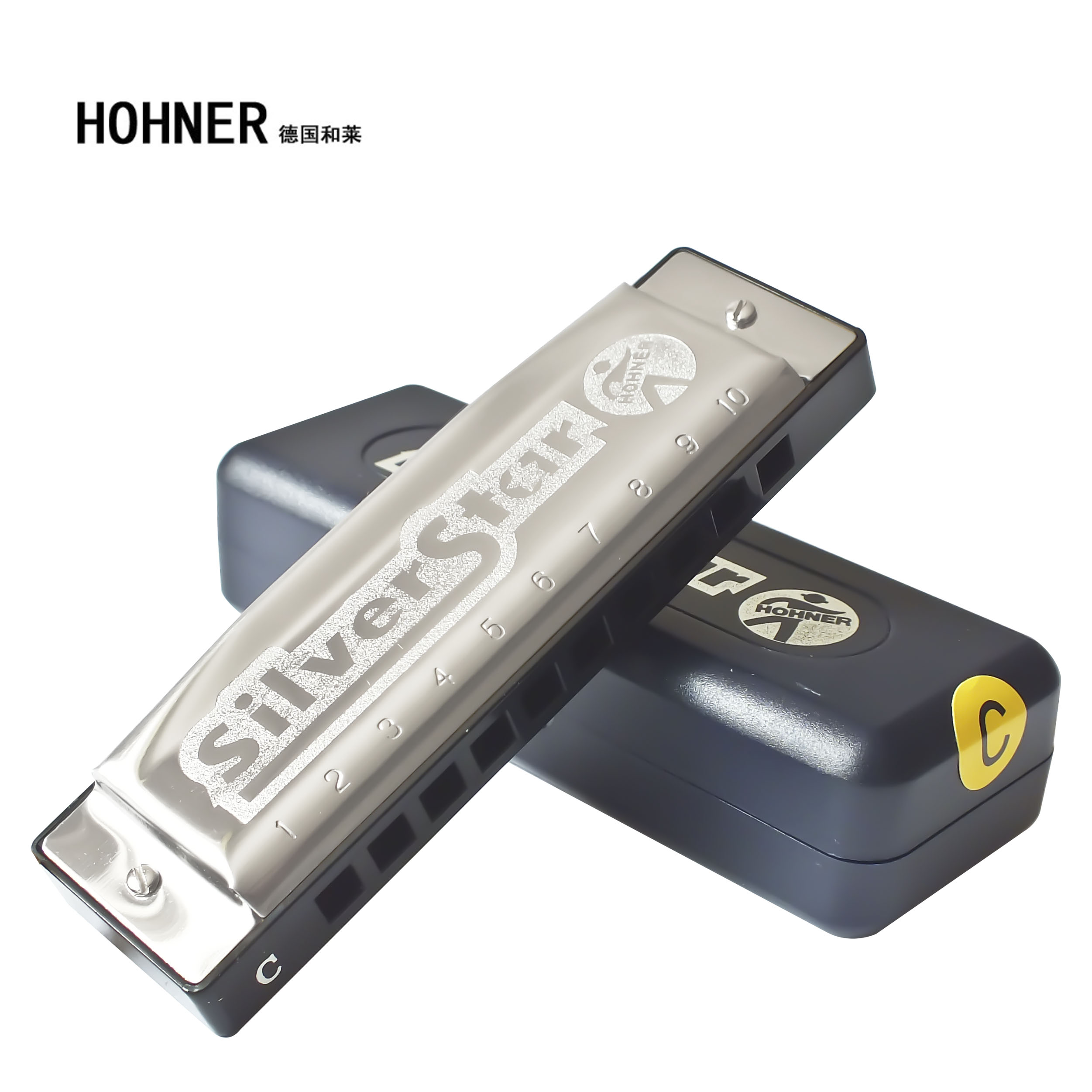 German brand HOHNER Harmonica 10-hole C-tune Blues 10-hole Blues harmonica Silver Star Beginner