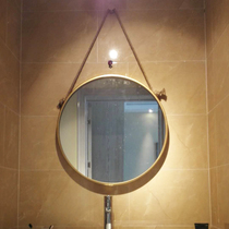 Wrought wall bathroom round bathroom mirror makeup bathroom mirror toilet European creative mirror golden frame