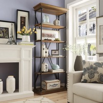 loft American retro wrought iron solid wood bookshelf shelf display rack living room simple creative industrial floor rack