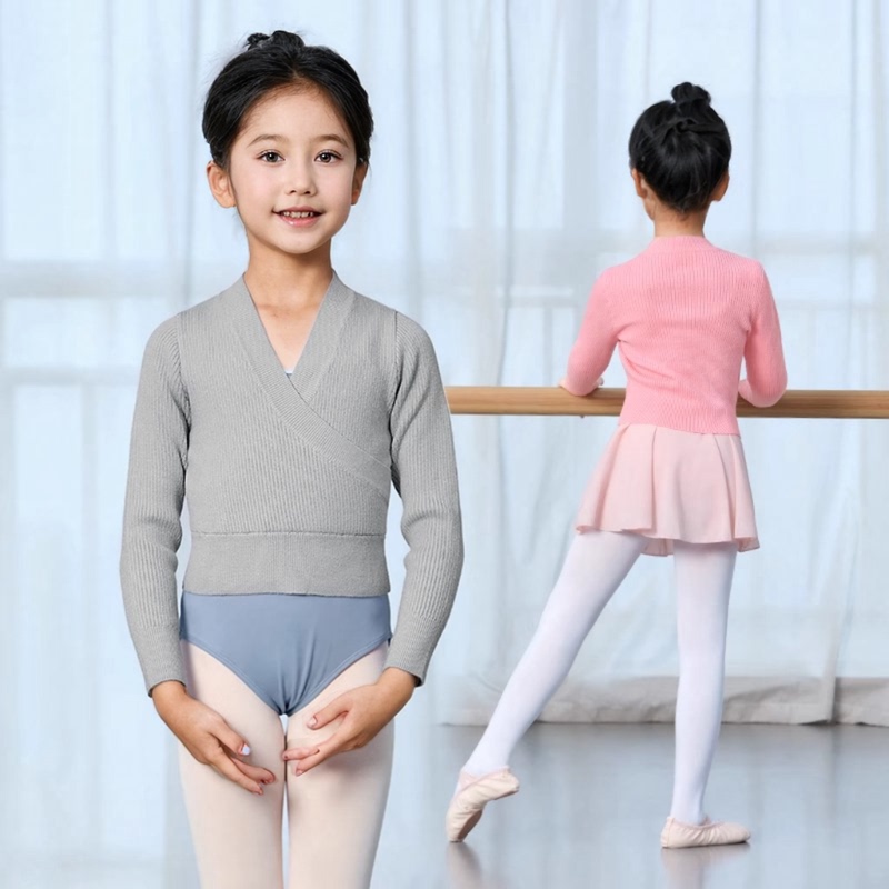 Ballet Practice Outfit Long-Sleeve Children's Dance Sweater Vest Autumn and Winter Girls' Knitted Pullover Outerwear Small Jacket