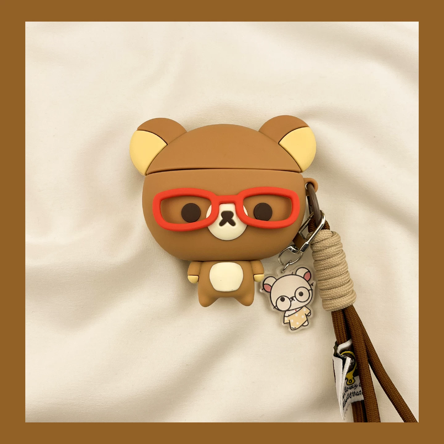 Защита для очков в стиле веселья и милоты Rilakkuma для AirPods4, чехол для AirPods3 совместимый с Apple Pro наушники, чехол 2-го поколения, беспроводной Bluetooth, 1-я третья 2-я AirPod Pro, 4-я 5-я коробка