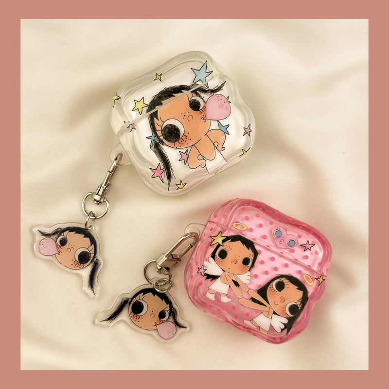 ins Fun and Cute Bubble Blowing Little Jade AirPods 4 Protective Case, Compatible with Apple Pro Earphone Case, Second Generation Wireless Bluetooth 1, Third Generation, 2Nd Generation AirPods Pro, Fourth Generation, 5Th Generation Case