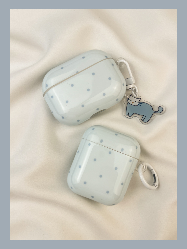 Ins niş mavi puantiyeli kedi koruyucu Airpod3 airpods Pro kulaklık kılıfı ikinci nesil kablosuz için uygundur_voghion.com