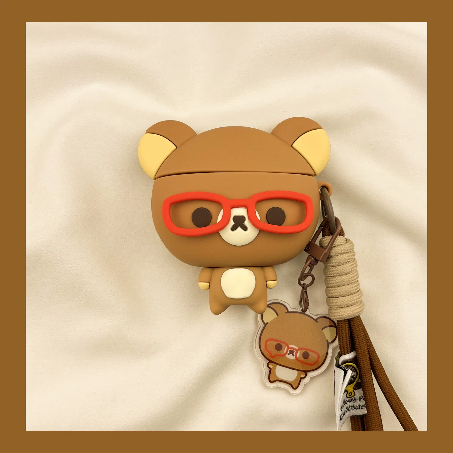 Защита для очков в стиле веселья и милоты Rilakkuma для AirPods4, чехол для AirPods3 совместимый с Apple Pro наушники, чехол 2-го поколения, беспроводной Bluetooth, 1-я третья 2-я AirPod Pro, 4-я 5-я коробка