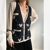 Shi Wei Liang (Black Label) cashmere Consini natural fiber double jacquard towel embroidered cashmere vest