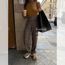 Shi Weiliang autumn and winter fashionable single-product woolen plaid casual pants wide-legged trousers