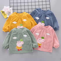 Children's cotton waterproof overalls baby corduroy anti-dressing men and women infants 1-2-3-4 years old cartoon dining clothes