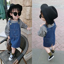 2021 Spring Dress New Children's Skirt 1-2-3-4-5-6 Year Old Baby Denim Skirt Girls Strap Skirt Hanging Strap Skirt