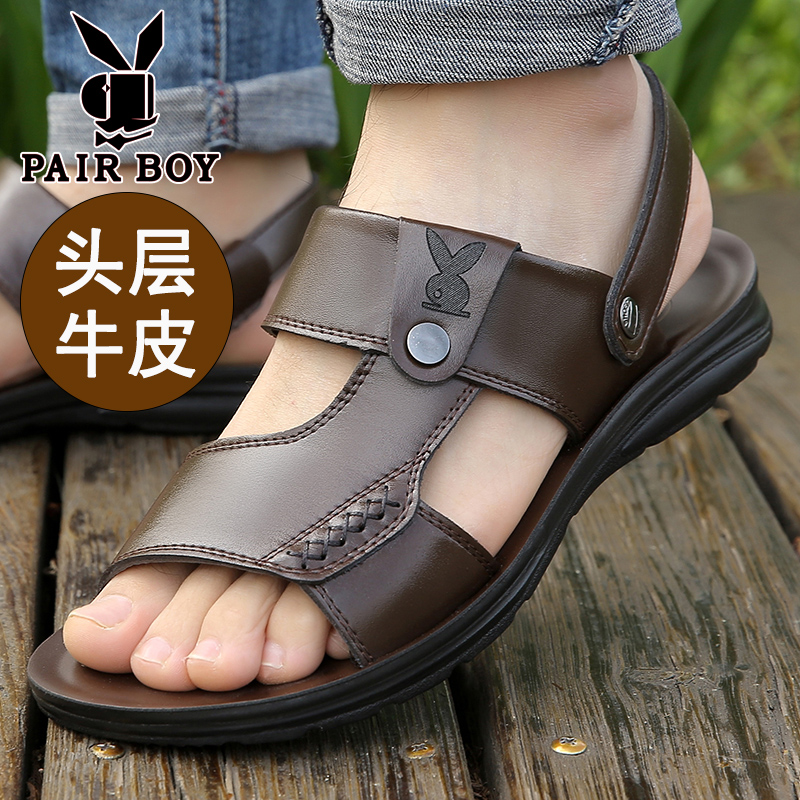 Men's Sandals Summer Leather Soft Sole Beach Shoes 2022 New Large Size Casual Outer Wear Dad Dual-use Sandals and Slippers