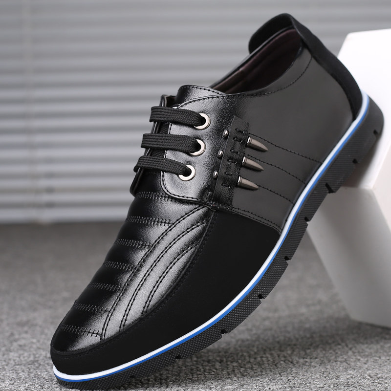 Men's casual shoes Fall leather shoes Men's genuine leather breathable Inn Korean version of the trend to increase the size of big size daddy shoes during the year