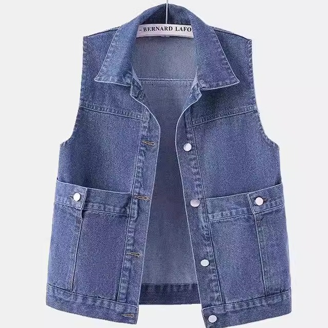 Unique and Chic Large-Pocket Denim Vest for Women, 2026 Summer New Style, Fashionable Sleeveless Layered Vest Top