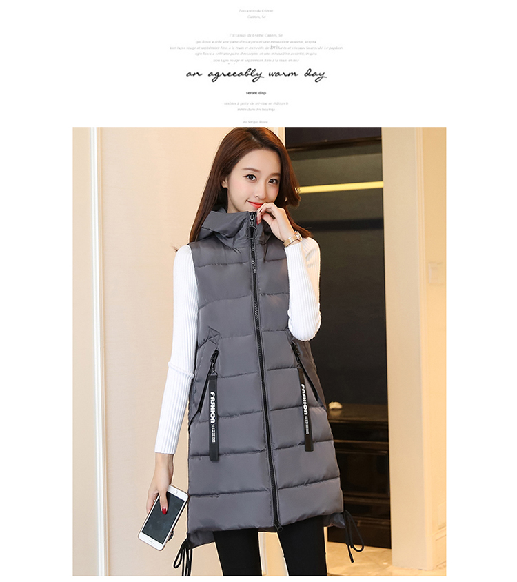 Thu đông 2018 phiên bản Hàn Quốc mới của áo vest dài cotton nữ rộng, áo khoác cotton trùm đầu ấm áp áo gile phao