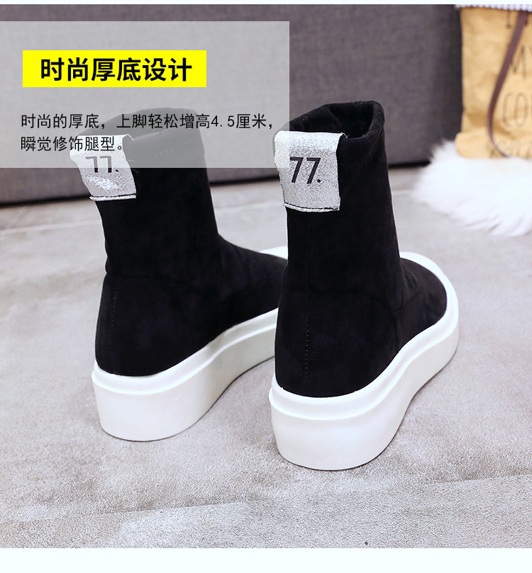 Giày cao cổ nữ ga châu Âu 2018 mùa thu mới giản dị đế tròn đế tròn bốt nữ cổ cao