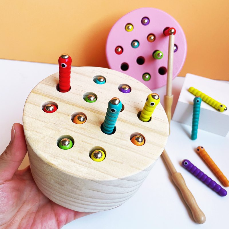 Baby hand-eye coordination focus on fishing and catching bugs magnetic young children early education puzzle development toys for boys and girls