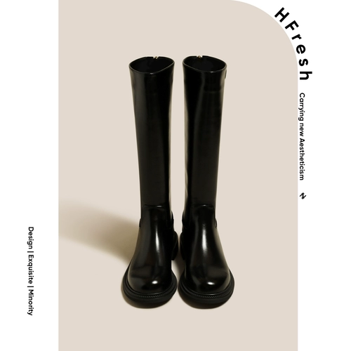 HFRESH Новые кожаные рыцарские сапоги высокие ботинки зимой, но длинные модные ботинки высотой высотой