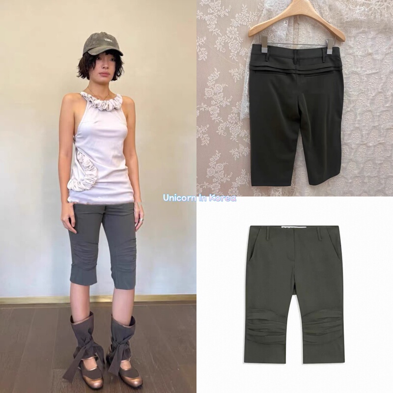 In Stock Open Yy 26 Summer New Style Versatile Slim Drawstring Capri Capris Shorts Mid-Length Pants
