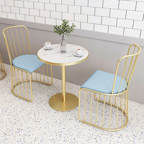 Nordic cafe table and chair Net red milk tea shop rest area small table and chair reception light luxury iron sofa combination