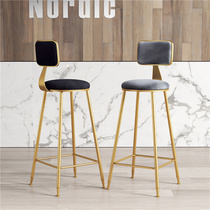 Nordic Bar Bench Pins SIMPLE NET RED LIGHT LAVISH RESTAURANT MILK TEA FOREGROUND CHAIR GOLDEN BACKREST HIGH FOOT STOOL