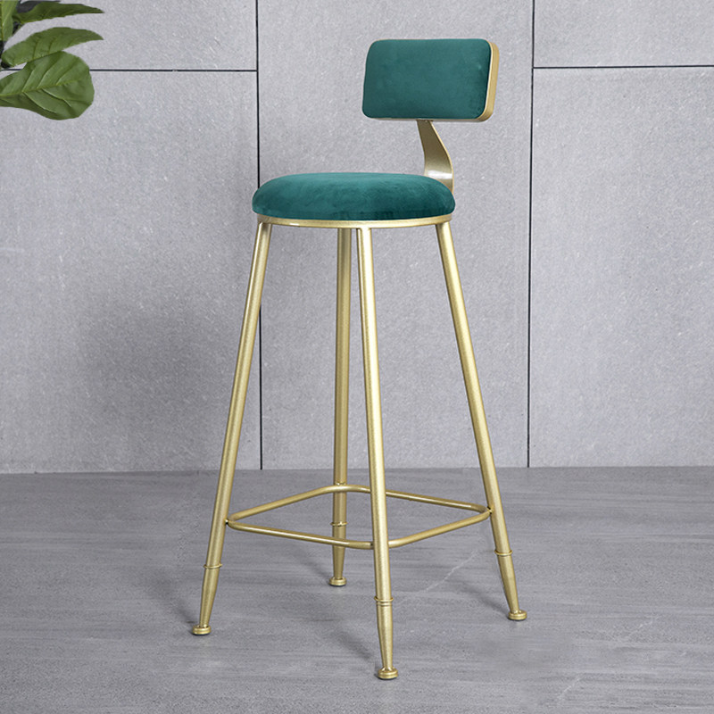 Nordic bar chair Household high stool backrest Front desk table and chair Modern simple light luxury bar chair Beauty bar stool