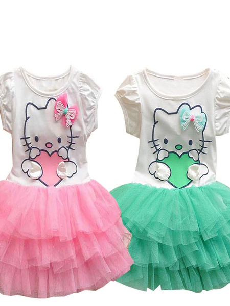 Tiange Summer Baby Girl Thin Mesh Princess Dress Cartoon Cat Children's Princess Fashion Dress