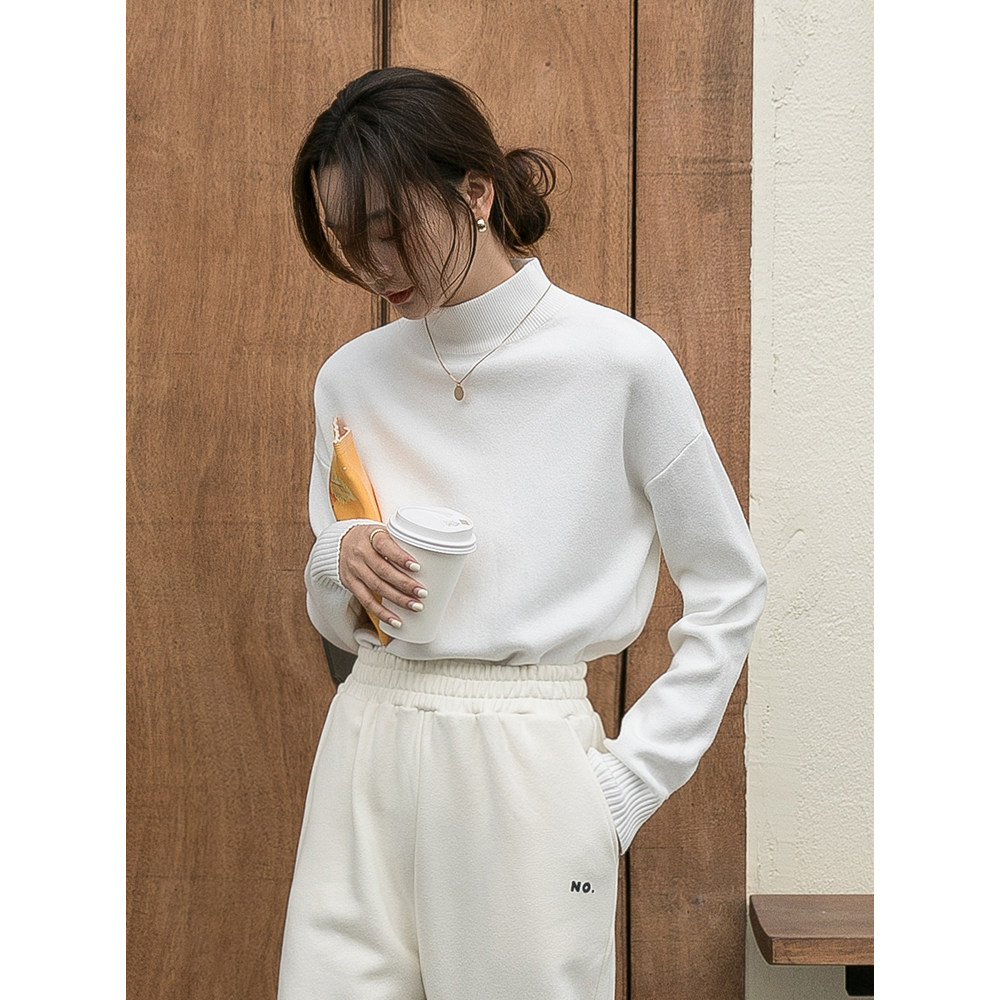 Princess home self-heating warm turtleneck sweater women 2021 spring new loose long-sleeved t-shirt blouse ins