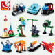 Little Luban Building Blocks Creative N-Transform Series Car, Fire Truck, Engineering Vehicle, Police Car Assembly Children's Toys for Boys
