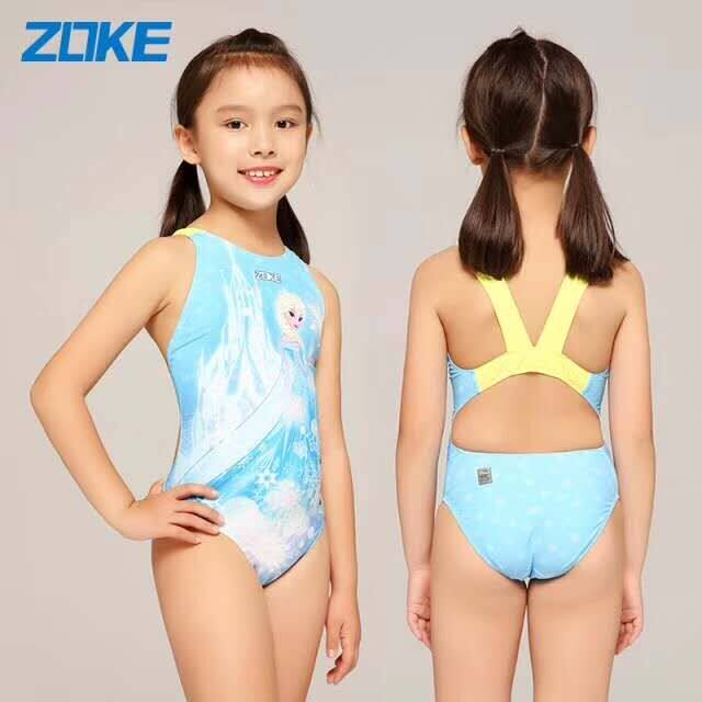 ZOKE Children's Swimsuit Teenage Girls Cute Professional Competition Training Siamese Triangle Children's Swimsuit
