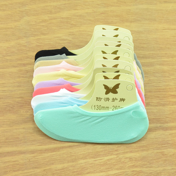 Vớ của phụ nữ đậu nông miệng vớ vớ vô hình vớ siêu ngắn silicone chống trượt thuyền vớ nhung vớ ma thuật H10 - Vớ tất cao cổ