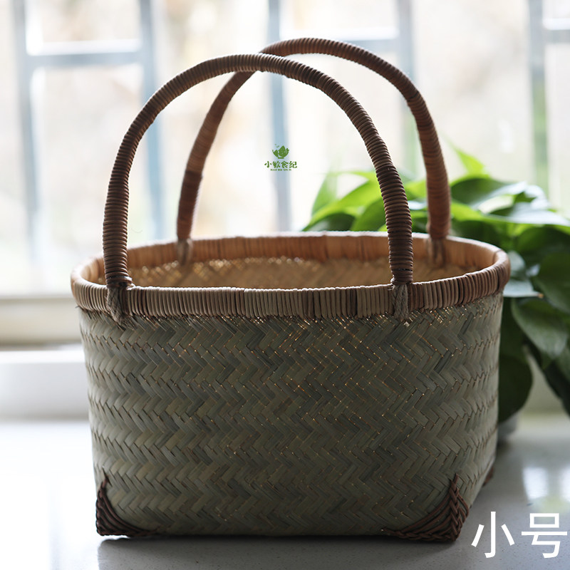 Handmade Woven Bamboo Basket Carry-on Basket Vegetable Basket Domestic Bamboo Basket Fruit Containing Vegetable Basket Environmentally Friendly Shopping Basket