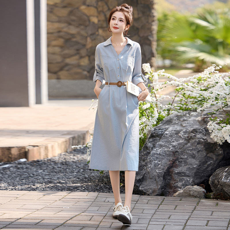 Commuting Shirt Dress for Women 2026 Spring and Summer New Style Waist-Cinching Slimming Casual Elegant Mature Style Professional Dress