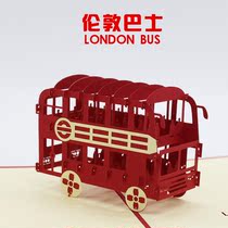 3D three-dimensional paper carving holiday greeting card bus handmade birthday card Business high-grade writing creativity