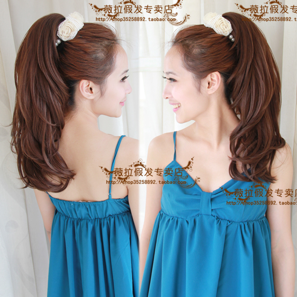 Grab Clip Shark Clip Micro Roll With Long Ponytail Wig Elegant Temperament Natural Matt Live-action Physical Shooting 