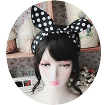 Polka dots rabbit ear hair band Wire bow black and white hair belt headgear headgear headband headband headband