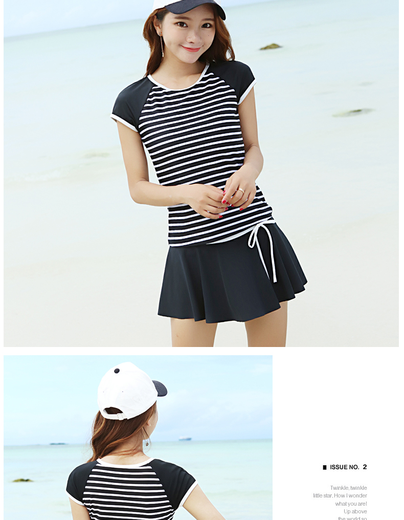 Junfei áo tắm thể thao mới nữ phiên bản Hàn Quốc của nữ võ sĩ chia tay áo tắm Áo tắm sinh viên theo phong cách áo tắm bảo thủ đồ bơi 2 mảnh cho bé gái