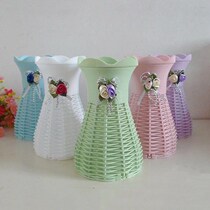 Home Decoration Pendulum Pieces Small Plastic Imitation Vine Chflower Basket Au Style Living-room Indoor Flower Arrangement Dry Flower Mini Simulation Vases