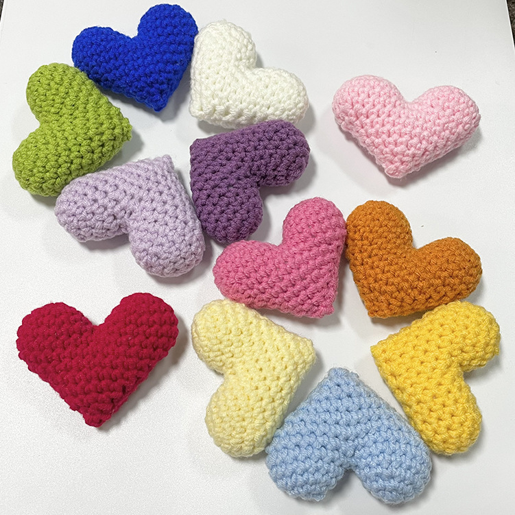 Handmade Crocheted Heart Pendants, Clothing Accessories, Shoes, Socks, Fabric Decoration Accessories, Valentine's Day Gifts, Handmade Hearts
