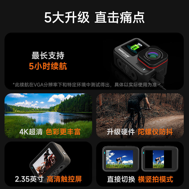 Shandog A9P Action Camera Motorcycle Driving Recorder 4K Anti-Shake Helmet Fishing Non-360 Panoramic Camera