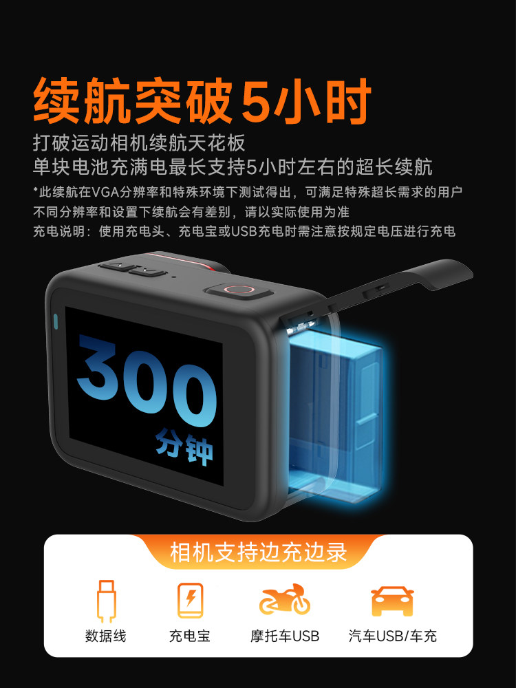 Shandog A9Pro Action Camera 4K Ultra-Clear Helmet Cycling Anti-Shake Portable Motorcycle Recorder Non-360 Panoramic