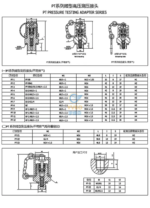 Khớp đo áp suất ống thủy lực PPT/PT-1/2/3/4/5/6/7/8/9/10/G1/4/M14*1.5 ống xả