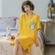 Bộ đồ ngủ bằng cotton tinh khiết của phụ nữ mùa hè mỏng ngắn tay sinh viên phục vụ ở nhà mùa xuân và mùa thu bộ đồ ngủ bằng cotton ngọt ngào và dễ thương cho phụ nữ mang thai mùa hè - Đêm đầm
