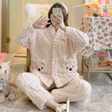 Демисезонная пижама, коралловый бархатный утепленный лонгслив, фланелевый комплект, коллекция 2022, популярно в интернете