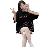 Летняя тонкая пижама, осенние нарукавники, милый комплект для школьников, динозавр, большой размер, короткий рукав, осенняя, свободный крой