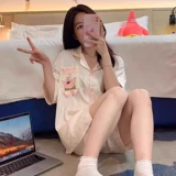 Шелковая пижама, милый мультяшный летний осенний комплект, короткий рукав